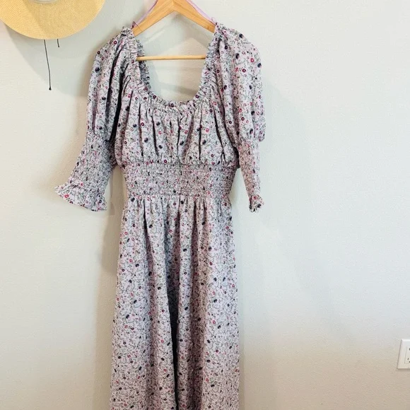 Tuckernuck Hyacinth House Smocked Ruched Cali Floral Midi Dress in Lavender M - Picture 15 of 16